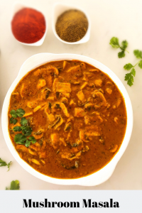 Mushroom curry cooked with tomatoes, yogurt and spices