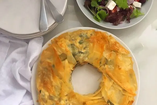 Phyllo pastry stuffed with spinach and loads of cheese