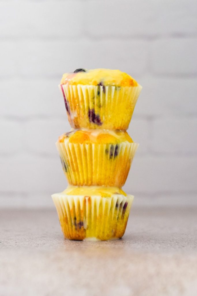 Lemon Blueberry Muffins with a lemon glaze
