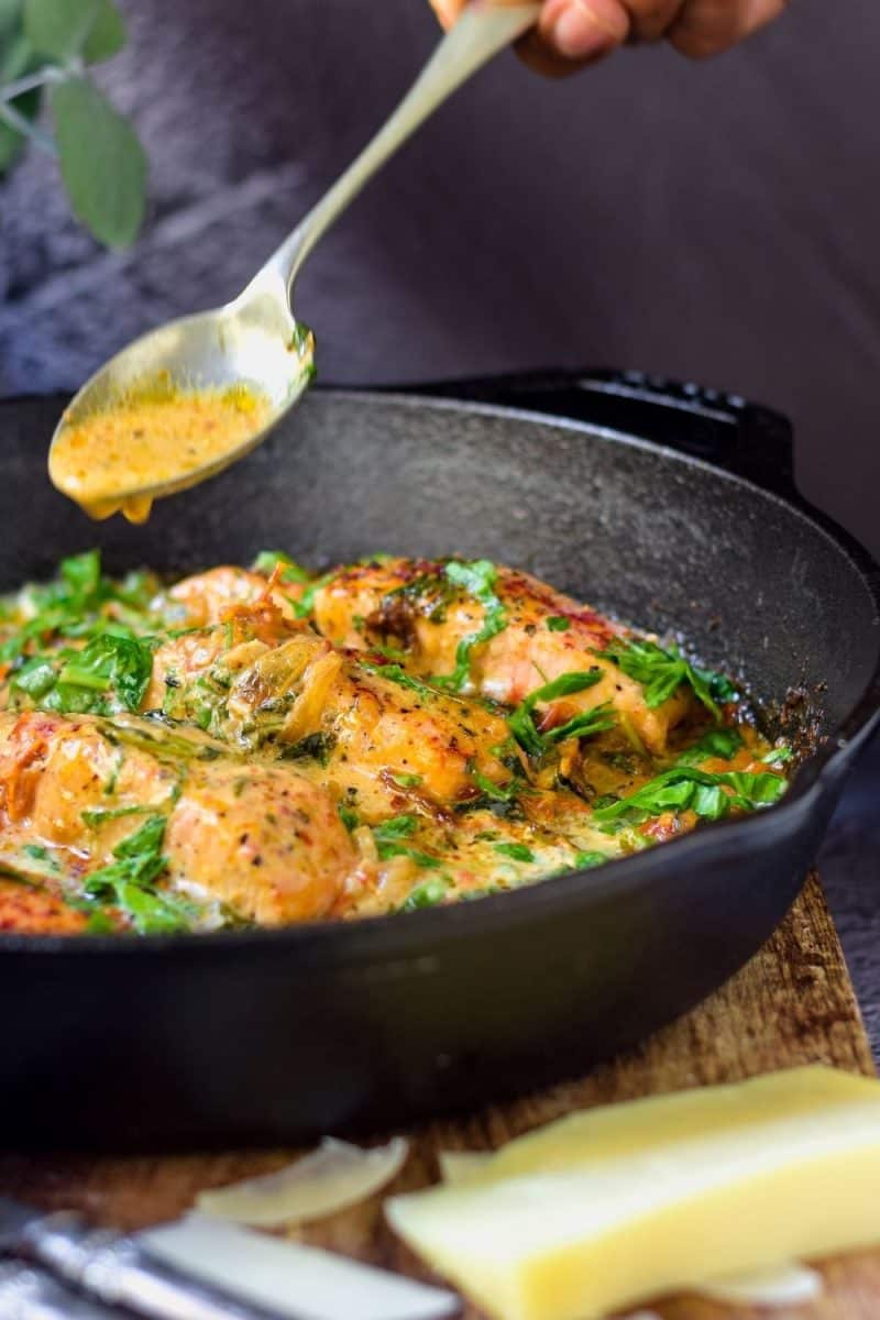Creamy Tuscan Salmon with Spinach
