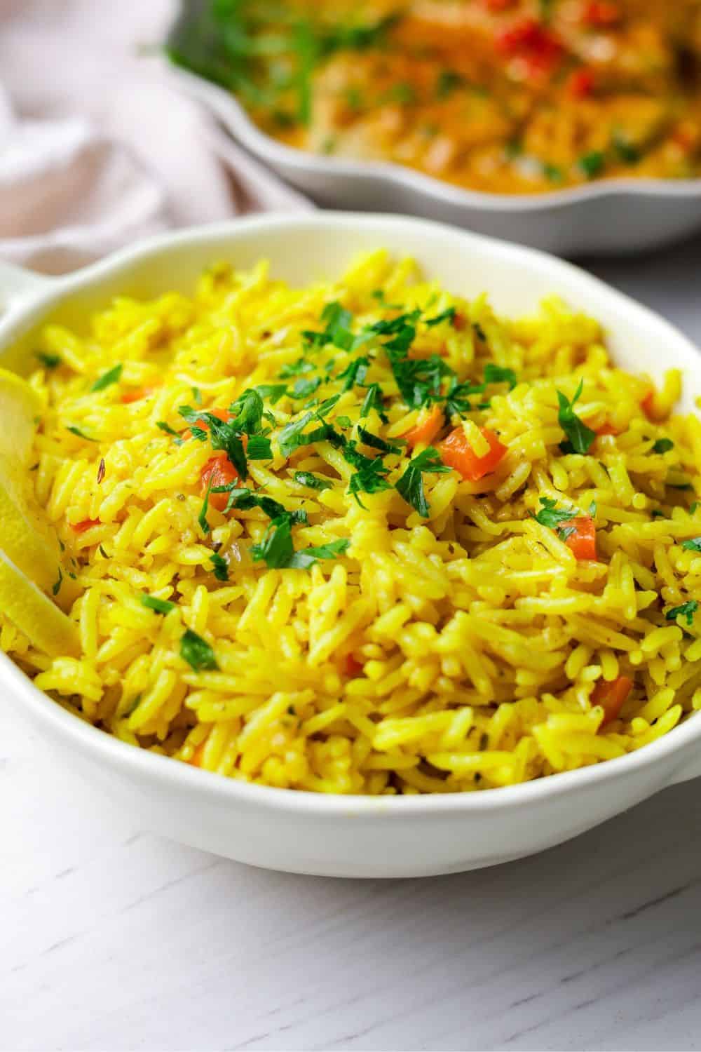 Spicy Rice in a white bowl