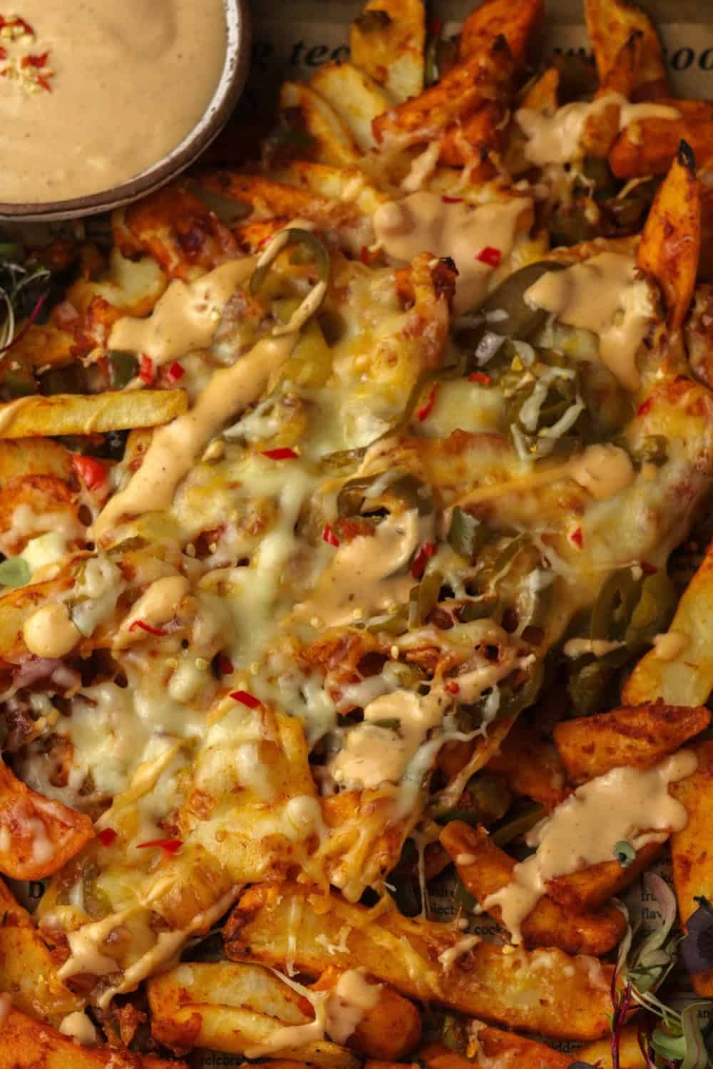 Easy Spicy Fully Loaded Fries made with frozen steakhouse chips